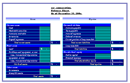 Balance Sheet Excel template - click to preview